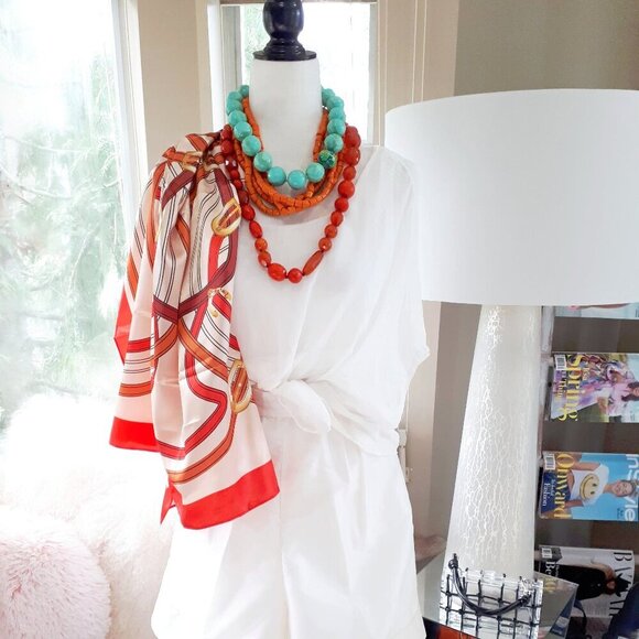 EUC Tendenze white silk t-shirt blouse, L - Picture 3 of 11